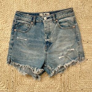 Free People Button Down Denim Shorts